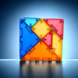 Joc Magnetic Tangram, Flippy, 7 Piese Magnetice, Forme Geometrice, 3 Ani, EVA, ABS, Magnet, 10.5 x 10.5 x 2.2 cm, Multicolor - Img 9