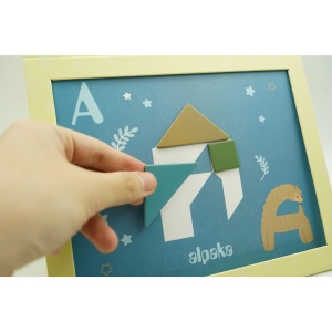 Joc Magnetic Tangram, tabla si forme diverse magnetice, 34 de piese, pentru copii, +3 ani, multicolor - Img 10