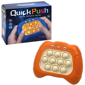 Joc Pop It, Flippy, consola, joc interactiv, antistres, cu baterii, Abs si silicon, Portocaliu, 12 x 10 x 5.8 cm - Img 7