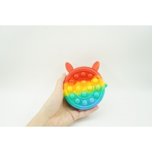 Jucarie antistres din silicon Flippy, Pop it Now and Flip It ,Mini Geanta, Iepuras, 6 cm, Curcubeu - Img 3