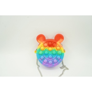 Jucarie antistres din silicon Flippy, Pop it Now and Flip It ,Mini Geanta, Soricel, 6 cm, Curcubeu - Img 2