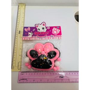 Jucarie Antistres Squishy, Flippy, cu Revenire Lenta, Model Labuta de Pisica, cu Stelute, 12 cm, 220g, Pinch Family, Ambalaj Transparent, Roz Negru - Img 3