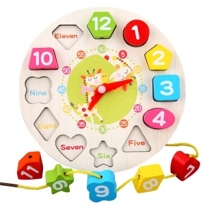 Jucarie Educativa Flippy, Tip Montessori, Model Ceas Girafa, din Lemn, + 36 Luni, 12 Piese, 17 cm, Multicolor - Img 5