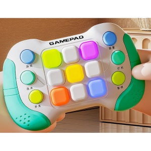 Jucarie Interactiva Flippy, Tip Consola Pop It, 6 butoane functionale, 5 Moduri de Joc, 600 Niveluri, + 3 ani, Verde/Gri - Img 2