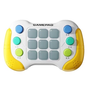 Jucarie Interactiva Flippy, Tip Consola Pop It, 6 butoane functionale, 5 Moduri de Joc, 600 Niveluri, + 3 ani, Galben/Gri - Img 6