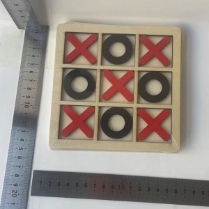 Jucarie Montessori Tic Tac Toe, Flippy, Educativa, Interactiva, din lemn, X si O, 9 Piese, 14.3x14.3 cm, Negru Rosu - Img 7