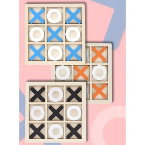 Jucarie Montessori Tic Tac Toe, Flippy, Educativa, Interactiva, din lemn, X si O, 9 Piese, 14.3x14.3 cm, Negru Alb - Img 7