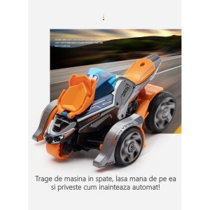Jucarie pentru copii, masina cu extensie de motocicleta 2 in 1, portocalie - Img 3