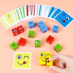 Jucarie Pentru Copii Montessori Flippy, Cub din Lemn, Asamblare Fete, 64 de Carti Distractive, Clepsidra si Clopotel inclus, pentru Baieti si Fete, Varsta +3 ani, Educativ, Cutie din carton, 21 x 21 x 5.5 cm, multicolor - Img 13