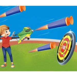 Jucaruie cu Lansator pentru Copii, Flippy, Lanseaza Manual, Tinta, Avion, 20 de Gloante din Material Moale, Joc Interactiv, 24x23.5x6.3 cm, Verde - Img 10