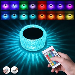 Lampa de birou pe LED RGB 16, Flippy, dimmer tactil, 3 nivele de intensitate, incarcare USB, 3W, Cristal Acrilic, 6x12 cm, cu telecomanda, ciub de pasare, transparent - Img 6
