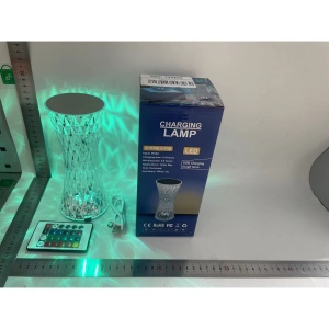 Lampa de birou pe LED RGB 16, Flippy, dimmer tactil, 3 nivele de intensitate, incarcare USB, 3W, Cristal Acrilic, 8x19 cm, cu telecomanda, forma vaza, model 2, transparent - Img 9