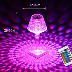 Lampa de birou pe LED RGB 16, Flippy, dimmer tactil, 3 nivele de intensitate, incarcare USB, 3W, Cristal Acrilic, cu telecomanda, forma pahar, transparent - Img 3