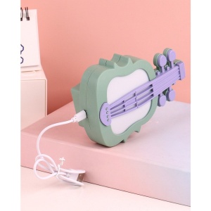 Lampa de Veghe, Flippy, cu Protectie pentru Ochi, Model Violina, Lumina Calda, Incarcare USB, ABS, 14.3x5x9.9 cm, Verde/ Mov - Img 4