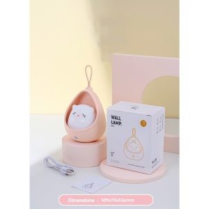 Lampa de veghe portabila cu 2 moduri de functionare Flippy, silicon non-toxic, reincarcabila USB, senzor miscare, roz, iepuras - Img 13
