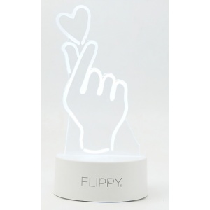Lampa LED decorativa, Flippy, 3D, Mana si Inima, din material acril si lumina multicolora, alb - Img 5