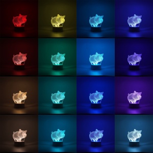 Lampa LED decorativa, Flippy, 3D, Porcusor Gras, din material acril si lumina multicolora, alb - Img 2