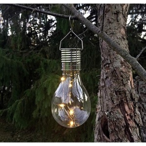 Lampa Solara LED Decorativa sub forma de Bulb, pentru exterior, suspendata, IP65, Ultron Transparent, lumina calda, Flippy - Img 3