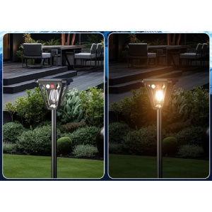Lampa Solara LED, Flippy, Tip Felinar, pentru Perete/Sol, 10.8 x 12.3 x 46 cm, 3 Moduri, Lumina Calda, din ABS si PP, Negru - Img 5