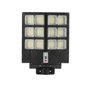 Lampa solara stradala Flippy, cu telecomanda, senzor de miscare si lumina, suport prindere, 480 LED-uri, IP65, ABS, 15AH, 300W, temperatura culoare 6500K, 44.6x34.8x7.2 cm, autonomie 10-12 ore, negru - Img 1