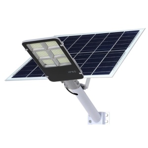Lampa solara stradala Flippy, IP65, senzor de lumina, 100 LED-uri SMD, 7200 lm, panou 12W, putere 80W, autonomie 12-16 ore, telecomanda, montare prin fixare, pentru strada sau gradina, finisaj lucios, material ABS, 38.6 x 13.3 x 6.5 cm, lumina alb rece - Img 1