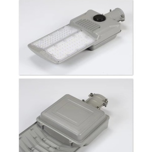 Lampa solara stradala Flippy, pentru curte sau strada, cu doua grile, finisaj mat, rezistent la apa, montare prin fixare, senzor lumina, baterie de litiu, IP65, lumina rece, putere 300W, autonomie 10 ore, 51.5 x 21 cm, gri - Img 2