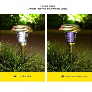 Lampa solara tip torta Flippy, anti-insecte, tantari, UV, LED, 1.2V, IP65, 1 LED, material ABS, 48 x 14 cm, gri - Img 5