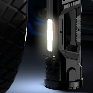 Lanterna LED, Flippy, Incarcare USB, Autonomie 8-24h, 2 Surse de Lumina, Principal si Lateral, Raza Maxima 100-200 m, COB, 5W, 23 x 10 x 10 cm, Negru - Img 6