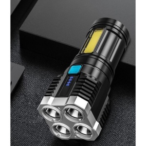 Lanterna LED Tactica 2 in 1, Flippy, 4 Moduri de Iluminare, Tip Proiector COB, Rezistenta la Apa, Reincarcabila, USB, Lanterna de Drumetii, 13.6 x 5 cm, Negru - Img 6