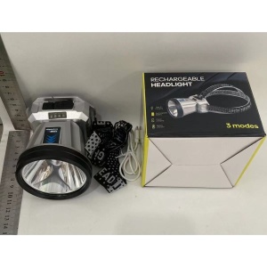 Lanterna Power Bank LED, Flippy, cu Suport pentru Cap, Incarcare USB, Raza 100-200m, 5W, 3 Trepte de Lumina, Afisaj Baterie, Argintiu - Img 6