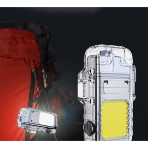 Lanterna Tip Breloc cu Bricheta, Flippy, Impermeabila, 3 Moduri Iluminare, 300 mAh, Incarcare USB-C, COB, Raza de Actiune 50 - 100 m, 7.4 x 4.9 x 1.7 cm, Argintiu - Img 4
