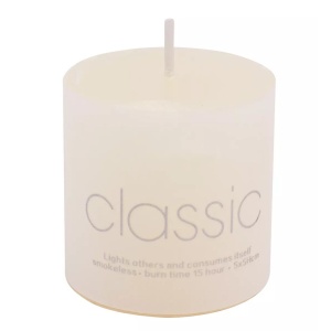 Lumanare Decorativa, Flippy, din Parafina, Cilindrica, Fara Fum si Fara Parfum, 5 x 5 cm, 90 g, Ardere 12h, Ivory Alb