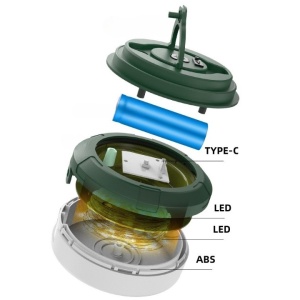 Lumină de camping LED încărcare USB, Flippy, șir colorat, pentru aer liber, cort, Distanta 10 metri, 1800mAH, 10.5x4.3 cm, Alb Verde - Img 3