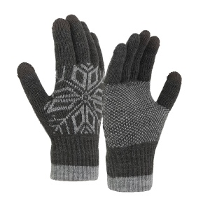 Manusi de Barbat, Flippy, Model Fulg, Functie Touchscreen (ecran tactil), Material Acril Tricotat, Manseta Elastica, Interior Catifelat, Marime Universala, Gri - Img 1