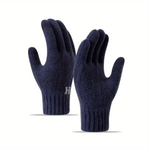 Manusi de Barbat, Flippy, Model H, Functie Touchscreen (ecran tactil), Material Acril Tricotat, Manseta Elastica, Interior Catifelat, Marime Universala, Albastru Marin - Img 3