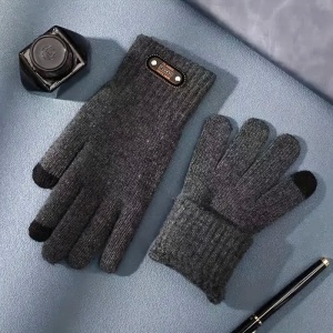 Manusi de Barbat, Flippy, Model Tricotat, Functie Touchscreen (ecran tactil), Material Acril, Manseta Elastica, Interior Catifelat, Marime Universala, Gri - Img 3