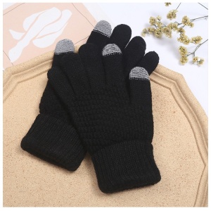 Manusi de Dama, Flippy, Functie Touchscreen (ecran tactil), Material Acril Tricotat, Manseta Elastica, Interior Catifelat, Marime Universala, Negru - Img 8