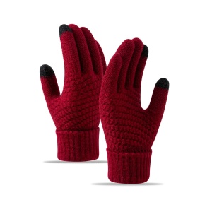 Manusi de Dama, Flippy, Functie Touchscreen (ecran tactil), Material Acril Tricotat, Manseta Elastica, Interior Catifelat, Marime Universala, Rosu - Img 2