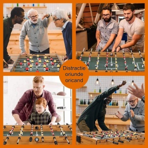 Masa de Fotbal cu Teren si 21 Jucatori Flippy, 8 Manere, cu Tablou pentru Scor, din Metal, Lemn si ABS, 120 x 61.5 x 81 cm, cu Picioare, pentru copii/adulti - Img 3