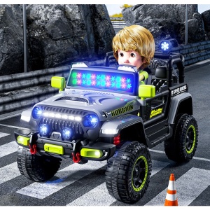 Mașină Electrică pentru Copii, Flippy, Off-Road, Conectare Bluetooth, telecomandă, Tracțiune Integrală, Lumina Intermitenta, Baterie 12V 7Ah, 120x63x68cm, Gri - Img 11