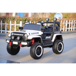 Mașină Electrică pentru Copii, Flippy, Off-Road, Conectare Bluetooth, telecomandă, Tracțiune Integrală, Lumina Intermitenta, Baterie 12V 7Ah, 120x63x68cm, Alb - Img 4