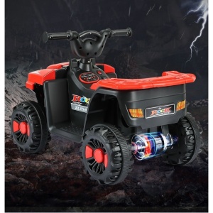 Masinuta Electrica Flippy, pe 4 Roti, Tip ATV, cu Acumulator, Sistem Anti-Rasturnare, Sistem de Lumini si Sunet, 2-5 Ani, 70 x 43 x 48 cm, Rosu - Img 5