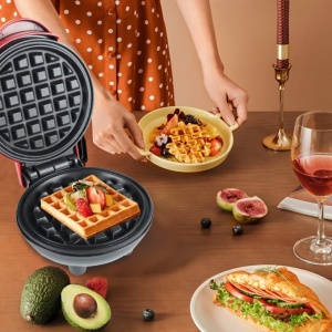 Mini Aparat de Vafe, Flippy, Multifunctional, Pentru Casa si Calatorii, Compact, Usor de Transportat si Depozitat, 18x14.5x9.3 cm, Rosu - Img 3