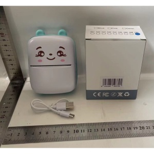 Mini Imprimanta Foto Portabila, Flippy, Incarcare USB, Bluetooth, Model Ursulet, 12 x 9 x 5 cm, Alb Albastru - Img 7