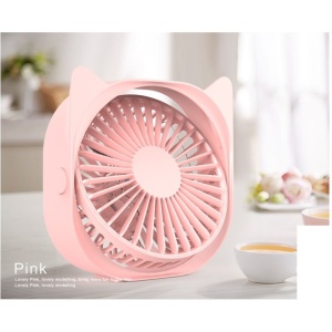 Mini ventilator pentru birou cu usb, Flippy, rotire 360 grade, 3 viteze, 13.5 x 12,8 cm, Roz - Img 4