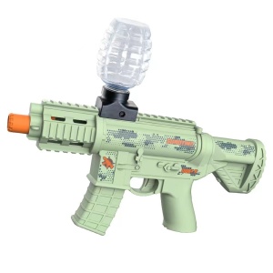 Mitraliera de jucarie electrica Flippy cu bile de hidrogen de gel, gun bluster, tragere in rafala, varsta peste 6 ani, ochelari de protectie, 5000 de bile incluse, cablu de incarcare, 27x31.5 cm, Mp9, verde