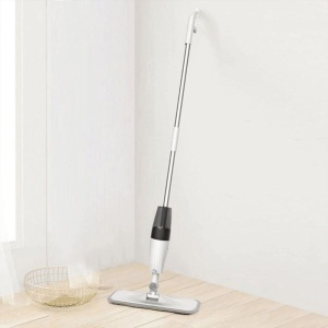 Mop plat, Flippy, cu pulverizator, pentru uz casnic, plastic, rezerva de mop din microfibra, 125x40 cm, Alb/Negru - Img 5
