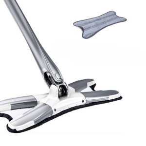 Mop Plat, Flippy, cu Sistem de Stoarcere, 4 Lavete Incluse, Lungime Telescopica 140 cm, Argintiu - Img 1