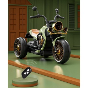 Motocicleta Electrica Flippy, cu Acumulator, Telecomanda, Bluetooth, Sistem Anti-Rasturnare, Sistem de Lumini si Sunet, 1-8 Ani, 93 x 48 x 63 cm, Verde - Img 2