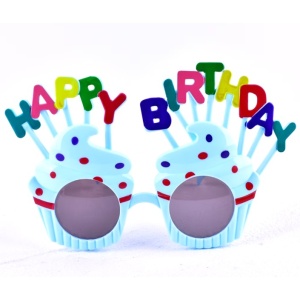 Ochelari Happy Birthday, Flippy, Tematica Aniversare, Protectie Soare, din Plastic, Model Prajiturele, 18.5x11.5 cm, Albastru - Img 4